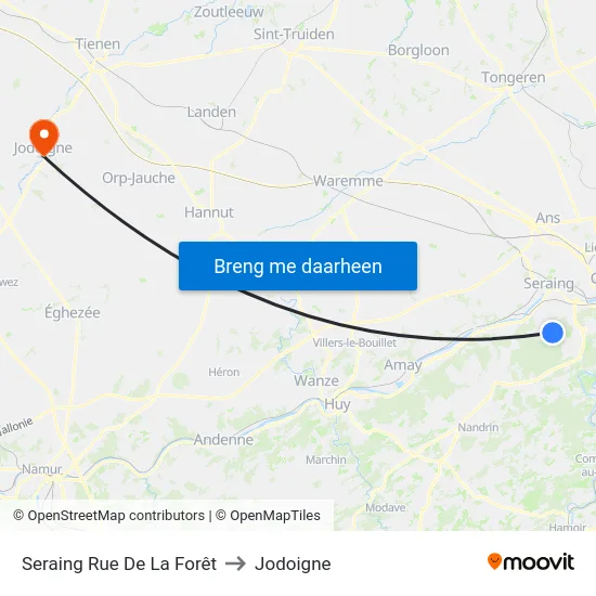 Seraing Rue De La Forêt to Jodoigne map