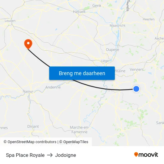Spa Place Royale to Jodoigne map
