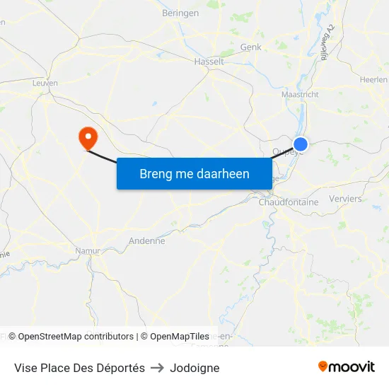 Vise Place Des Déportés to Jodoigne map