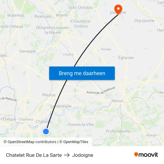 Chatelet Rue De La Sarte to Jodoigne map