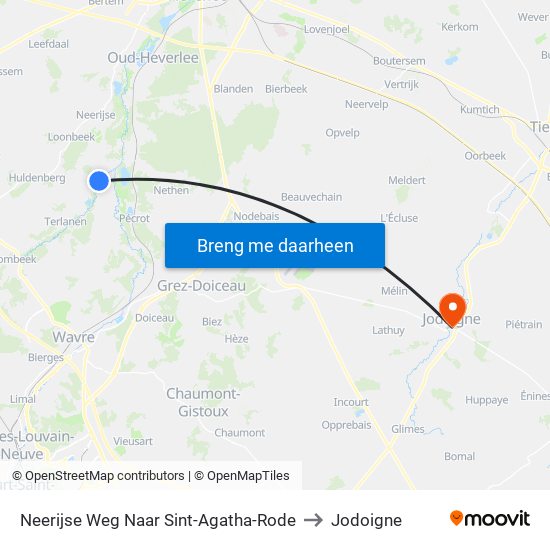 Neerijse Weg Naar Sint-Agatha-Rode to Jodoigne map