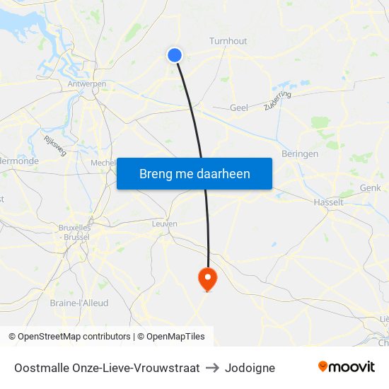 Oostmalle Onze-Lieve-Vrouwstraat to Jodoigne map