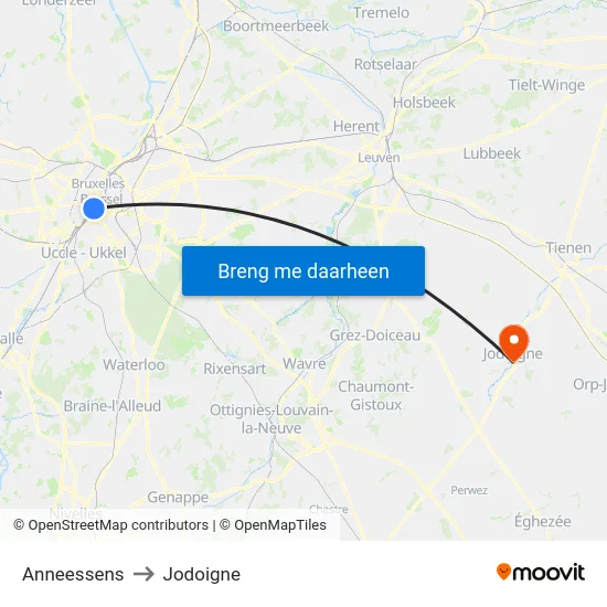 Anneessens to Jodoigne map