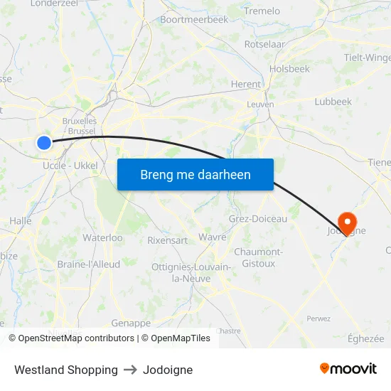 Westland Shopping to Jodoigne map