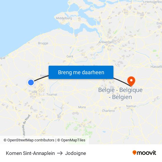 Komen Sint-Annaplein to Jodoigne map