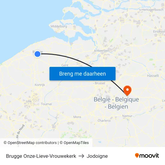 Brugge Onze-Lieve-Vrouwekerk to Jodoigne map