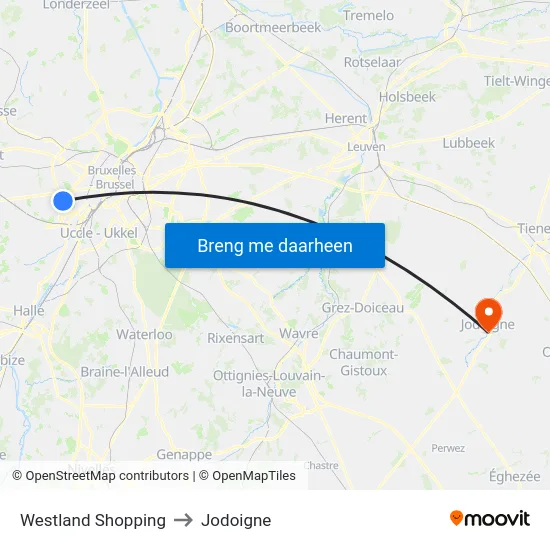 Westland Shopping to Jodoigne map