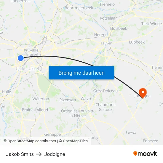 Jakob Smits to Jodoigne map