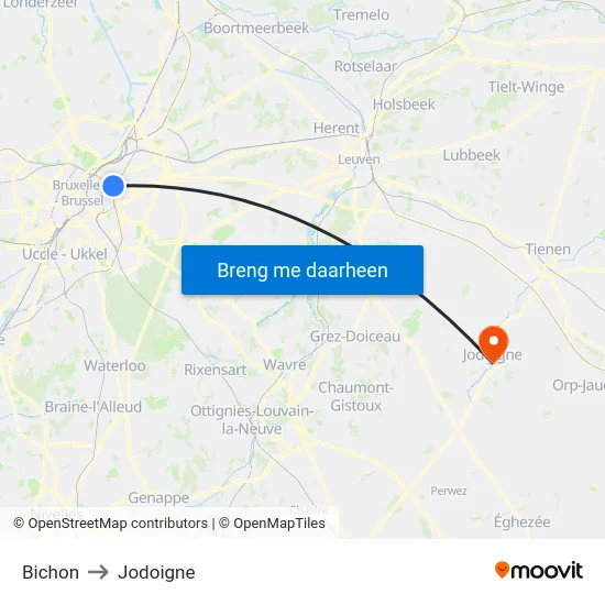 Bichon to Jodoigne map