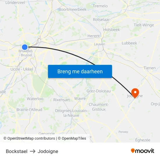 Bockstael to Jodoigne map