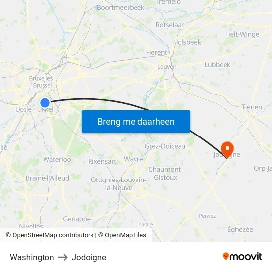 Washington to Jodoigne map