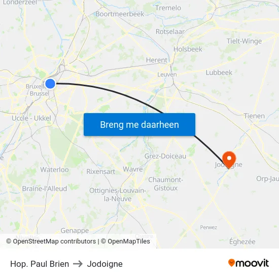 Hop. Paul Brien to Jodoigne map