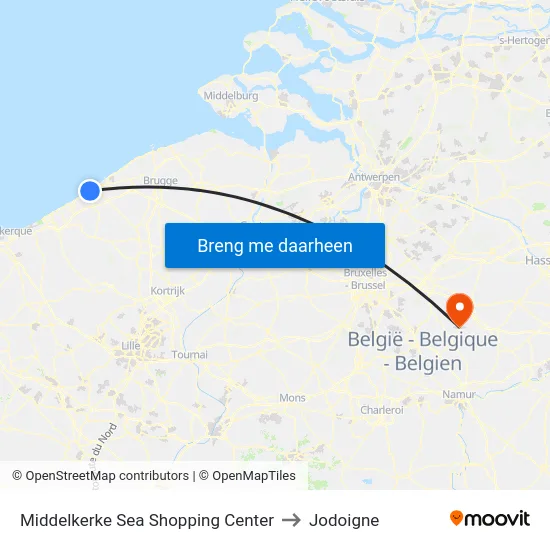 Middelkerke Sea Shopping Center to Jodoigne map