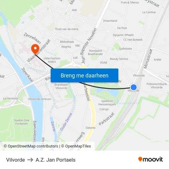Vilvorde to A.Z. Jan Portaels map