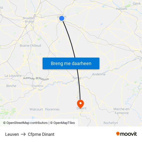 Leuven to Cfpme Dinant map