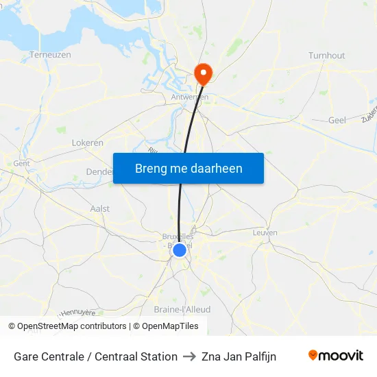 Gare Centrale / Centraal Station to Zna Jan Palfijn map