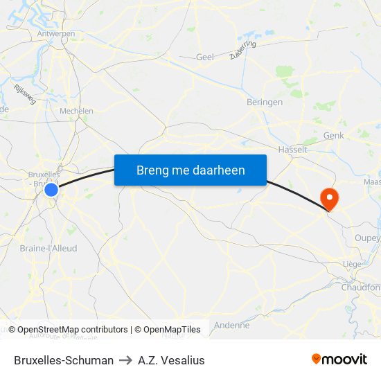 Bruxelles-Schuman to A.Z. Vesalius map