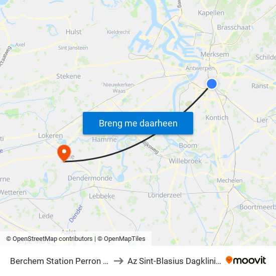 Berchem Station Perron 22 to Az Sint-Blasius Dagkliniek map