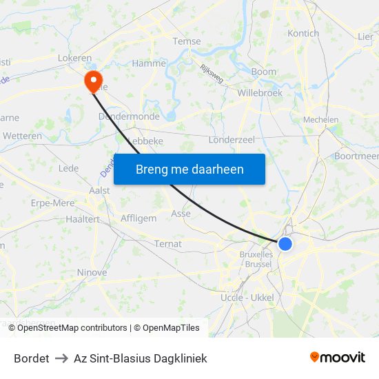 Bordet to Az Sint-Blasius Dagkliniek map