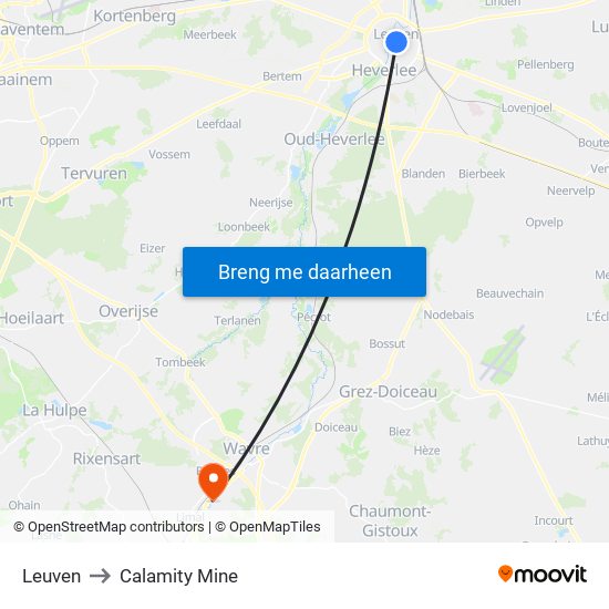Leuven to Calamity Mine map