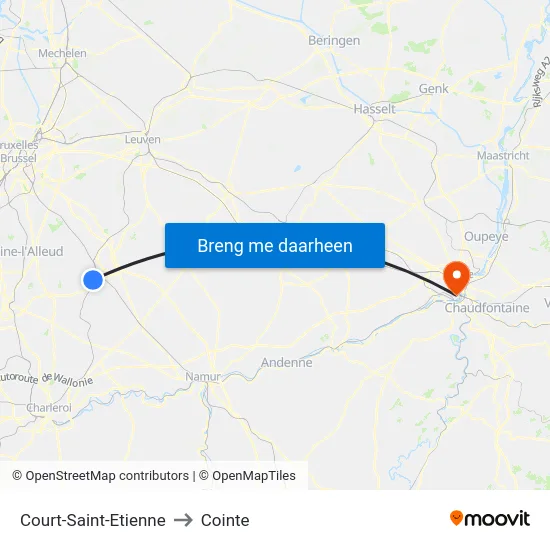 Court-Saint-Etienne to Cointe map