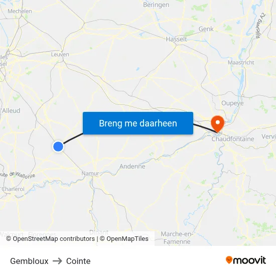 Gembloux to Cointe map