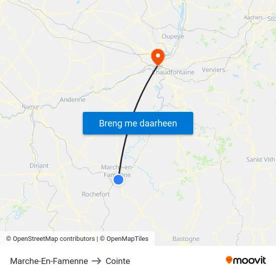 Marche-En-Famenne to Cointe map