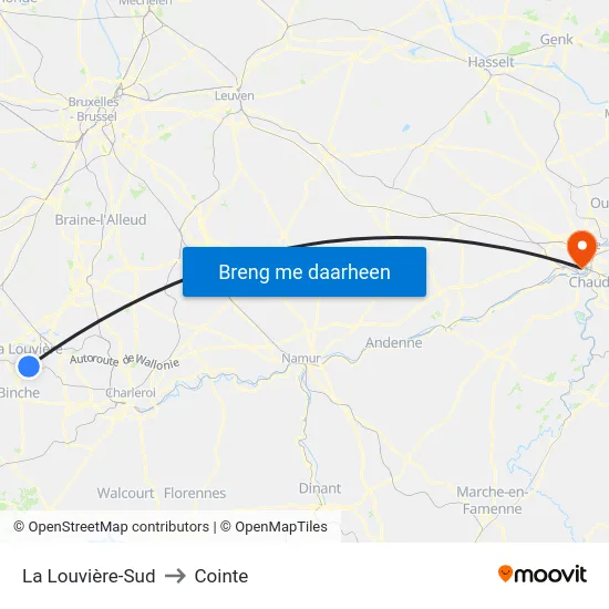 La Louvière-Sud to Cointe map