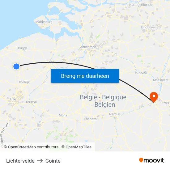Lichtervelde to Cointe map