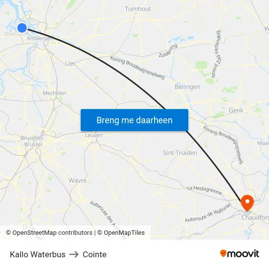 Kallo Waterbus to Cointe map