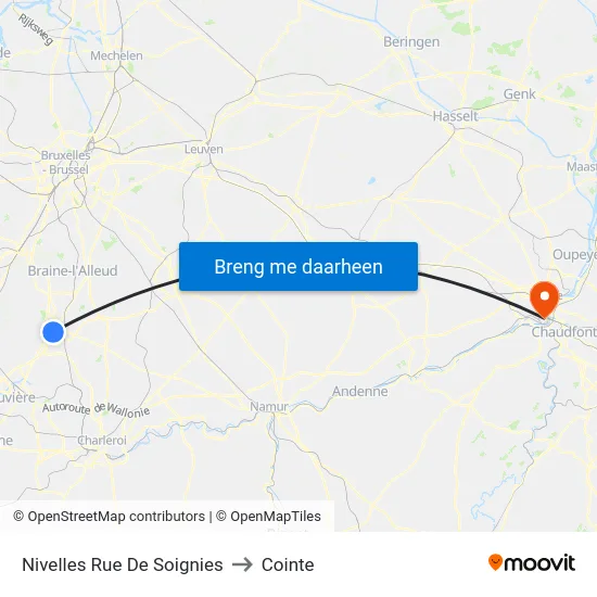 Nivelles Rue De Soignies to Cointe map