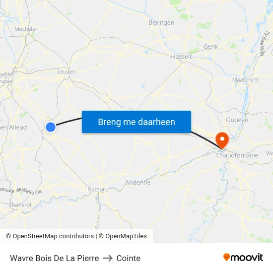 Wavre Bois De La Pierre to Cointe map