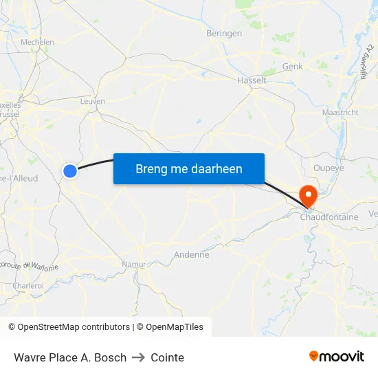 Wavre Place A. Bosch to Cointe map