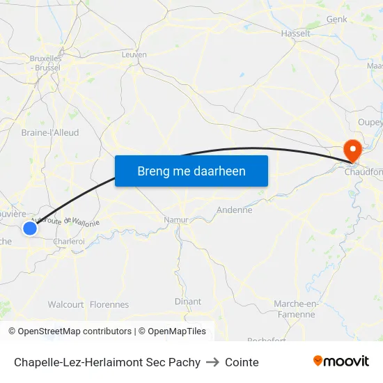 Chapelle-Lez-Herlaimont Sec Pachy to Cointe map