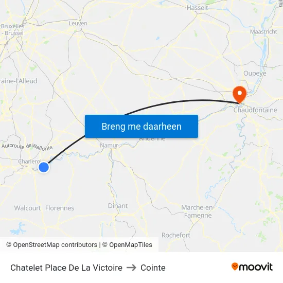 Chatelet Place De La Victoire to Cointe map