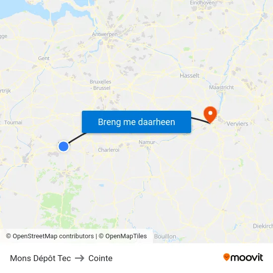 Mons Dépôt Tec to Cointe map