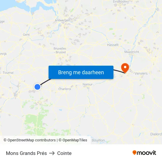 Mons Grands Prés to Cointe map