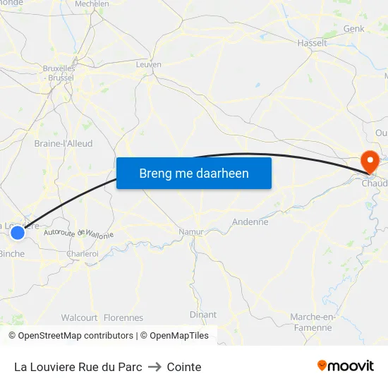 La Louviere Rue du Parc to Cointe map