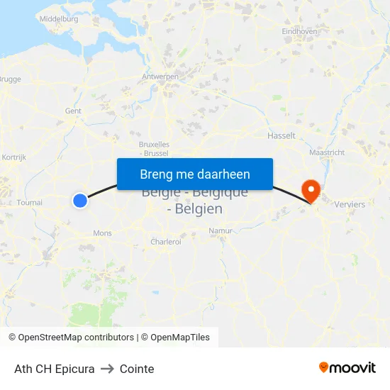 Ath CH Epicura to Cointe map