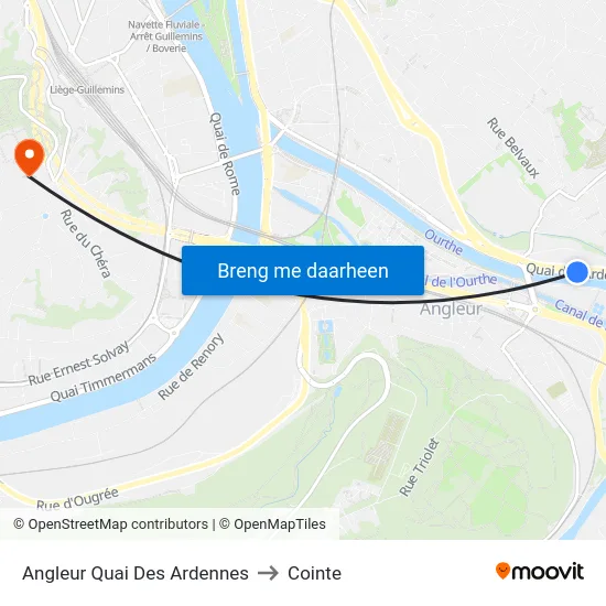 Angleur Quai Des Ardennes to Cointe map