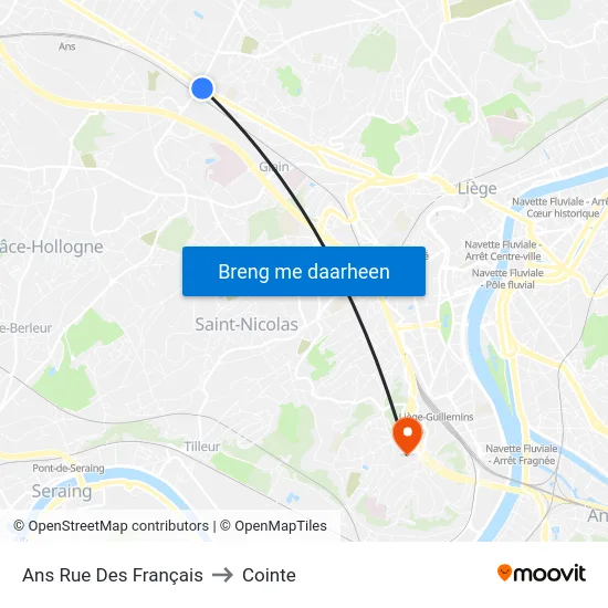 Ans Rue Des Français to Cointe map