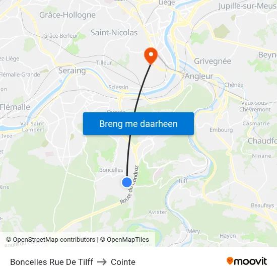 Boncelles Rue De Tilff to Cointe map