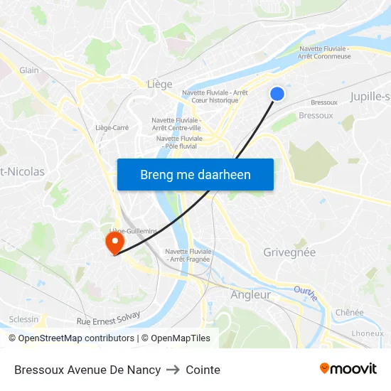 Bressoux Avenue De Nancy to Cointe map