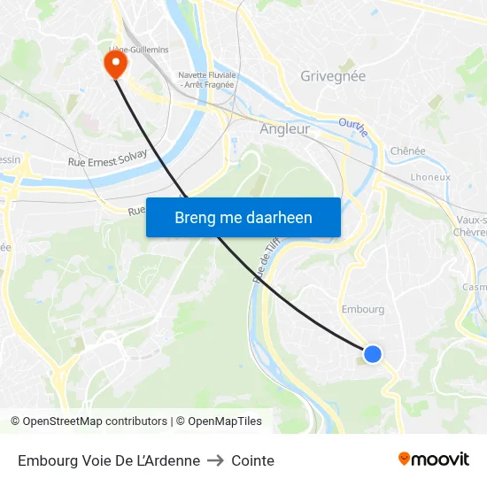 Embourg Voie De L’Ardenne to Cointe map
