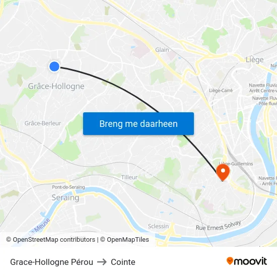 Grace-Hollogne Pérou to Cointe map