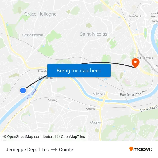 Jemeppe Dépôt Tec to Cointe map