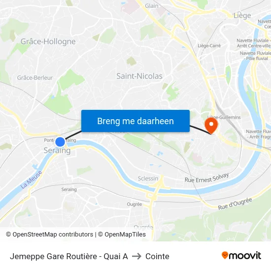 Jemeppe Gare Routière - Quai A to Cointe map