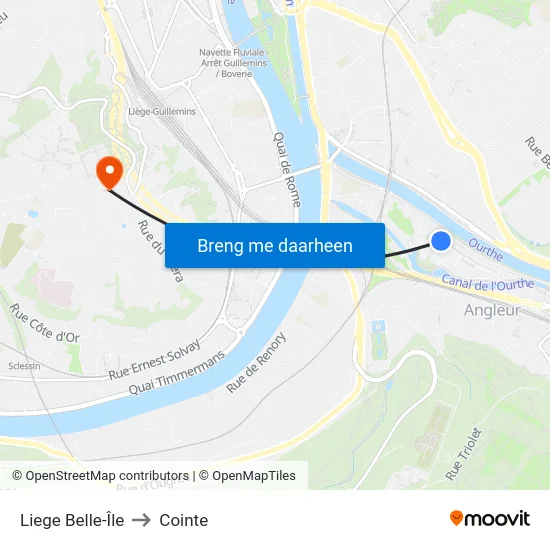 Liege Belle-Île to Cointe map