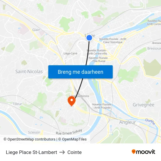 Liege Place St-Lambert to Cointe map