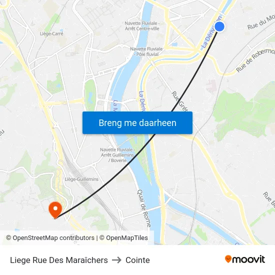 Liege Rue Des Maraîchers to Cointe map